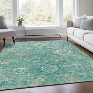 Piper Looms Chantille Global ACN1927 Teal Machine Washable Area Rug Lifestyle Image Feature