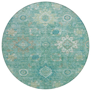 Piper Looms Chantille Global ACN1927 Teal Machine Washable Area Rug Round Main Image