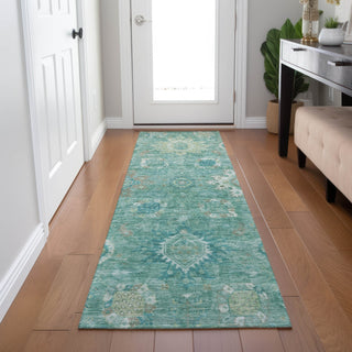 Piper Looms Chantille Global ACN1927 Teal Machine Washable Area Rug Runner Lifestyle Image Feature