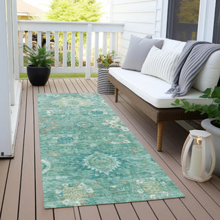 Piper Looms Chantille Global ACN1927 Teal Machine Washable Area Rug Runner Outdoor Lifestyle Image Feature
