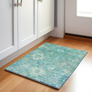 Piper Looms Chantille Global ACN1927 Teal Machine Washable Area Rug Scatter Lifestyle Image Feature