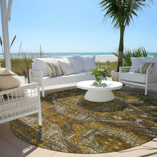 Piper Looms Chantille Global ACN1928 Brown Machine Washable Area Rug Round Outdoor Lifestyle Image Feature
