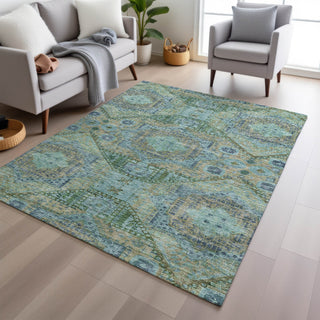 Piper Looms Chantille Global ACN1929 Green Machine Washable Area Rug Lifestyle Image Feature