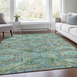Piper Looms Chantille Global ACN1929 Green Machine Washable Area Rug Lifestyle Image Feature