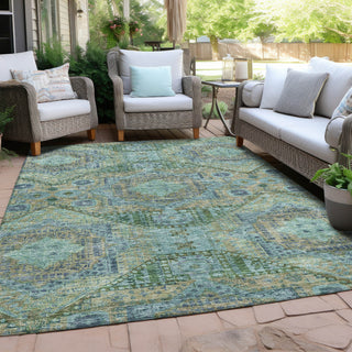 Piper Looms Chantille Global ACN1929 Green Machine Washable Area Rug Outdoor Lifestyle Image Feature