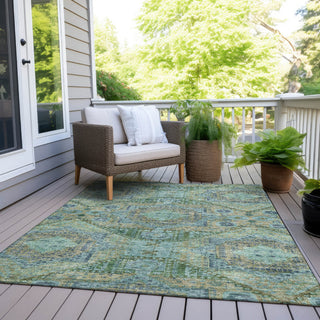 Piper Looms Chantille Global ACN1929 Green Machine Washable Area Rug Outdoor Lifestyle Image Feature