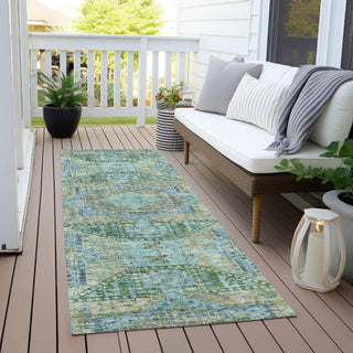Piper Looms Chantille Global ACN1929 Green Machine Washable Area Rug Runner Outdoor Lifestyle Image Feature