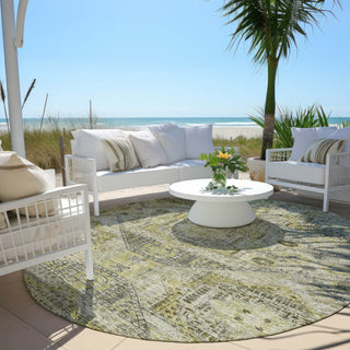 Piper Looms Chantille Global ACN1929 Khaki Machine Washable Area Rug Round Outdoor Lifestyle Image Feature