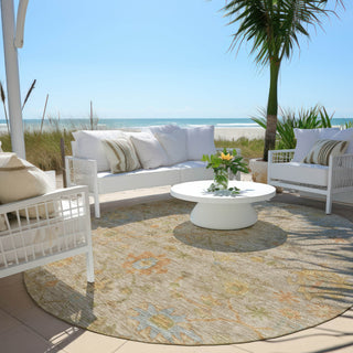 Piper Looms Chantille Global ACN1930 Beige Machine Washable Area Rug Round Outdoor Lifestyle Image Feature