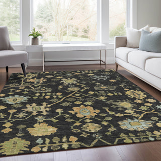 Piper Looms Chantille Global ACN1930 Black Machine Washable Area Rug Lifestyle Image Feature