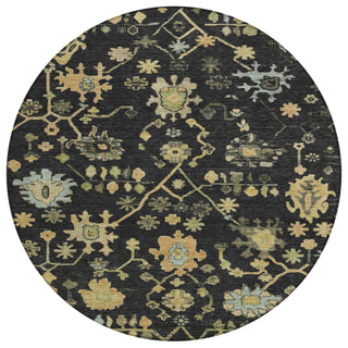 Piper Looms Chantille Global ACN1930 Black Machine Washable Area Rug Round Main Image