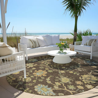 Piper Looms Chantille Global ACN1930 Brown Machine Washable Area Rug Round Outdoor Lifestyle Image Feature