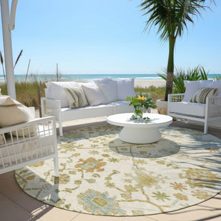 Piper Looms Chantille Global ACN1930 Ivory Machine Washable Area Rug Round Outdoor Lifestyle Image Feature