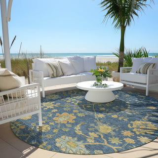 Piper Looms Chantille Global ACN1930 Navy Machine Washable Area Rug Round Outdoor Lifestyle Image Feature