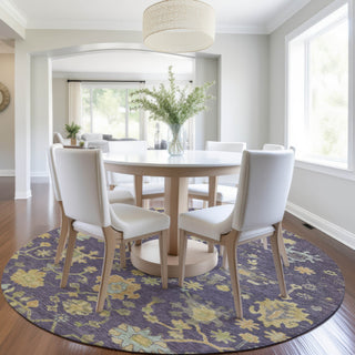 Piper Looms Chantille Global ACN1930 Purple Machine Washable Area Rug Round Lifestyle Image Feature
