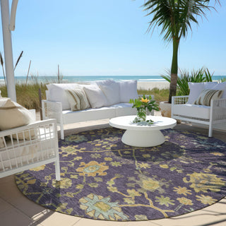 Piper Looms Chantille Global ACN1930 Purple Machine Washable Area Rug Round Outdoor Lifestyle Image Feature