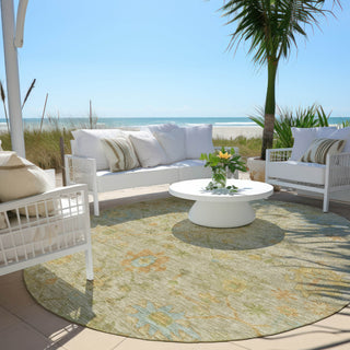 Piper Looms Chantille Global ACN1930 Sage Machine Washable Area Rug Round Outdoor Lifestyle Image Feature