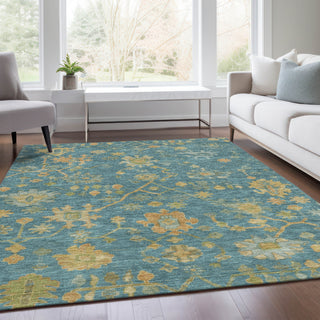 Piper Looms Chantille Global ACN1930 Teal Machine Washable Area Rug Lifestyle Image Feature