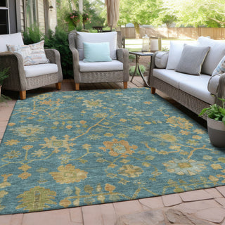 Piper Looms Chantille Global ACN1930 Teal Machine Washable Area Rug Outdoor Lifestyle Image Feature