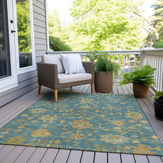 Piper Looms Chantille Global ACN1930 Teal Machine Washable Area Rug Outdoor Lifestyle Image Feature