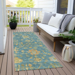 Piper Looms Chantille Global ACN1930 Teal Machine Washable Area Rug Runner Outdoor Lifestyle Image Feature