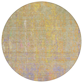 Piper Looms Chantille Abstract ACN1931 Green Machine Washable Area Rug Round Main Image