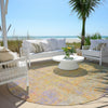 Piper Looms Chantille Abstract ACN1931 Green Machine Washable Area Rug Round Outdoor Lifestyle Image Feature