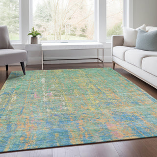 Piper Looms Chantille Abstract ACN1931 Teal Machine Washable Area Rug Lifestyle Image Feature