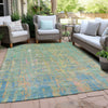 Piper Looms Chantille Abstract ACN1931 Teal Machine Washable Area Rug Outdoor Lifestyle Image Feature