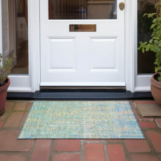 Piper Looms Chantille Abstract ACN1931 Teal Machine Washable Area Rug Scatter Outdoor Lifestyle Image Feature