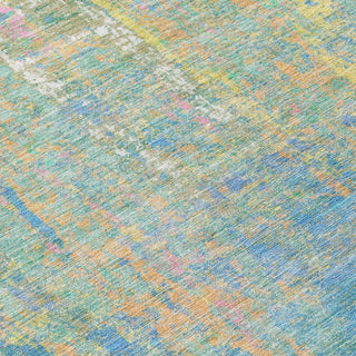 Piper Looms Chantille Abstract ACN1931 Teal Machine Washable Area Rug Swatch Image