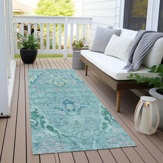 Piper Looms Chantille Modern ACN1932 Blue Machine Washable Area Rug Runner Outdoor Lifestyle Image Feature