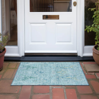Piper Looms Chantille Modern ACN1932 Blue Machine Washable Area Rug Scatter Outdoor Lifestyle Image Feature