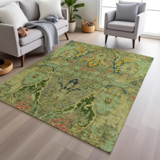 Piper Looms Chantille Modern ACN1932 Green Machine Washable Area Rug Lifestyle Image Feature