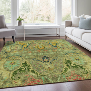 Piper Looms Chantille Modern ACN1932 Green Machine Washable Area Rug Lifestyle Image Feature