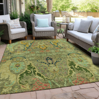Piper Looms Chantille Modern ACN1932 Green Machine Washable Area Rug Outdoor Lifestyle Image Feature