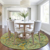 Piper Looms Chantille Modern ACN1932 Green Machine Washable Area Rug Round Lifestyle Image Feature