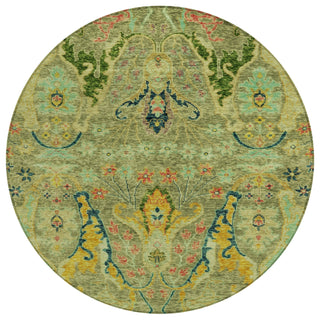Piper Looms Chantille Modern ACN1932 Green Machine Washable Area Rug Round Main Image