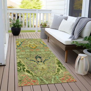 Piper Looms Chantille Modern ACN1932 Green Machine Washable Area Rug Runner Outdoor Lifestyle Image Feature