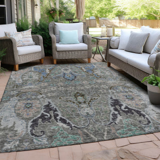 Piper Looms Chantille Modern ACN1932 Pewter Machine Washable Area Rug Outdoor Lifestyle Image Feature