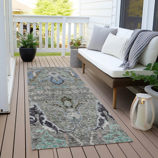 Piper Looms Chantille Modern ACN1932 Pewter Machine Washable Area Rug Runner Outdoor Lifestyle Image Feature