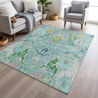 Piper Looms Chantille Modern ACN1932 Teal Machine Washable Area Rug Lifestyle Image Feature