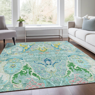 Piper Looms Chantille Modern ACN1932 Teal Machine Washable Area Rug Lifestyle Image Feature