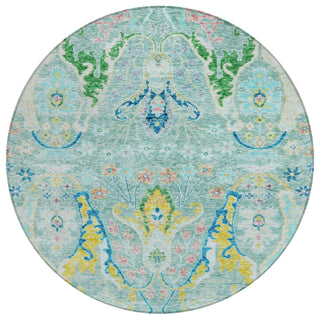 Piper Looms Chantille Modern ACN1932 Teal Machine Washable Area Rug Round Main Image