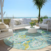 Piper Looms Chantille Modern ACN1932 Teal Machine Washable Area Rug Round Outdoor Lifestyle Image Feature