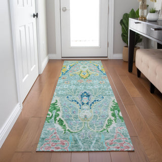 Piper Looms Chantille Modern ACN1932 Teal Machine Washable Area Rug Runner Lifestyle Image Feature