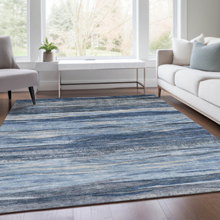 Piper Looms Chantille Waves ACN1933 Blue Machine Washable Area Rug Lifestyle Image Feature