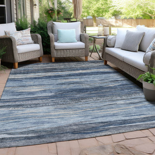 Piper Looms Chantille Waves ACN1933 Blue Machine Washable Area Rug Outdoor Lifestyle Image Feature