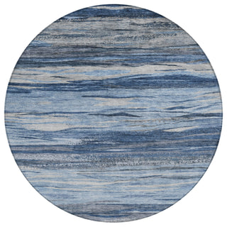 Piper Looms Chantille Waves ACN1933 Blue Machine Washable Area Rug Round Main Image