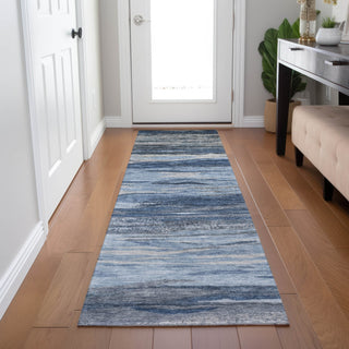 Piper Looms Chantille Waves ACN1933 Blue Machine Washable Area Rug Runner Lifestyle Image Feature
